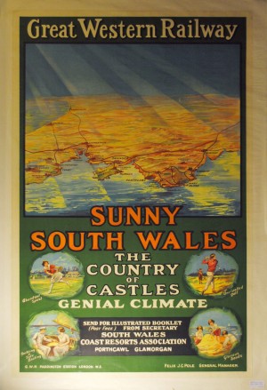 Great Western Railway Sunny South Wales vintage poster